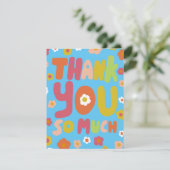 THANK YOU Groovyデイジーバブル文字ツリーなし カード (スタンド正面)