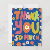 THANK YOU Groovyデイジーバブル文字ツリーなし カード (正面)