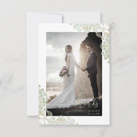 Thank You Guests Just Married Lace  Photo Wedding (正面)