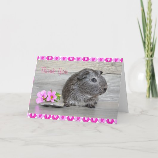 Thank You Guinea Pig Card for a girl サンキューカード (正面)