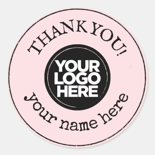 Thank You Handmade Minimalist Business Logoピンク ラウンドシール (正面)
