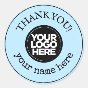 Thank You Handmade Minimalist Business Logo Blue ラウンドシール