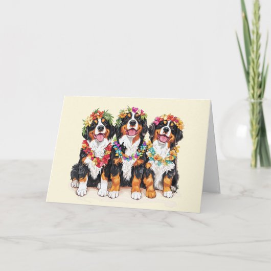 Thank You Hawaiian Bernese Mountain Dogs サンキューカード (正面)