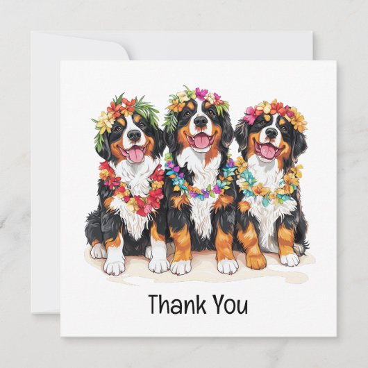 Thank You Hawaiian Bernese Mountain Dogs サンキューカード (正面)