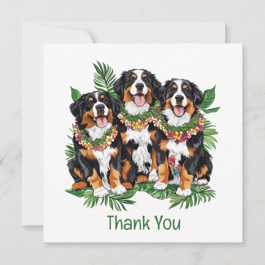 Thank You Hawaiian Bernese Mountain Dogs サンキューカード (正面)