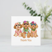 Thank You Hawaiian Goldendoodle Dogs Flower Lei サンキューカード (スタンド正面)