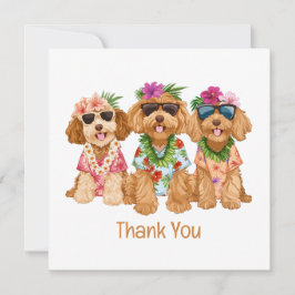 Thank You Hawaiian Goldendoodle Dogs Flower Lei サンキューカード