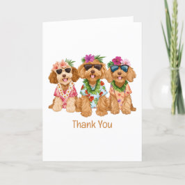 Thank You Hawaiian Goldendoodle Dogs Flower Lei サンキューカード