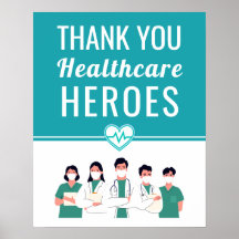 Thank You Health 気に Workers Medical Sign Poster