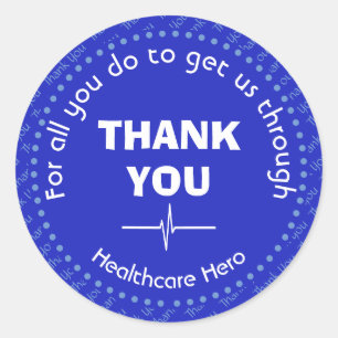 THANK YOU Healthcare Heroカスタマイズ可能な青 ラウンドシール