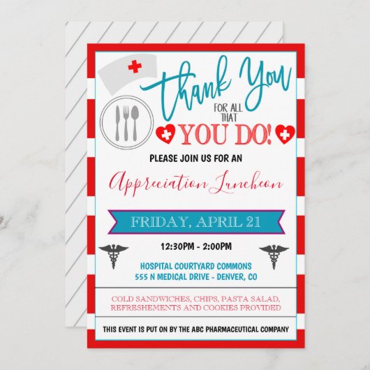 Thank You Healthcare Workersイベント招待状 招待状 (正面/裏面)