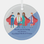 Thank You Healthcare Workersヒーロードクターナース ガラスオーナメント (正面)