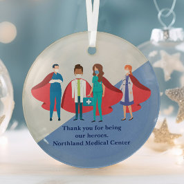 Thank You Healthcare Workersヒーロードクターナース ガラスオーナメント