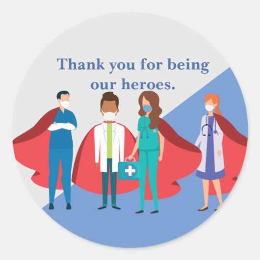 Thank You Healthcare Workersヒーロードクターナース ラウンドシール (正面)