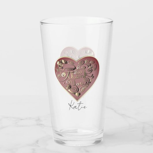 "Thank you" Heart Glass Cup タンブラーグラス (裏面)