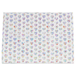 Thank you & heart in 44langs as ♡shaped DC pattern ラージペーパーバッグ