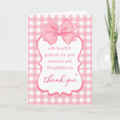 Thank You | Heartfelt Gratitude Pretty Pink Bow カード (正面)