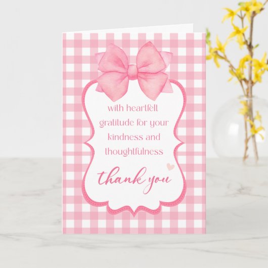 Thank You | Heartfelt Gratitude Pretty Pink Bow カード (黄色い花)