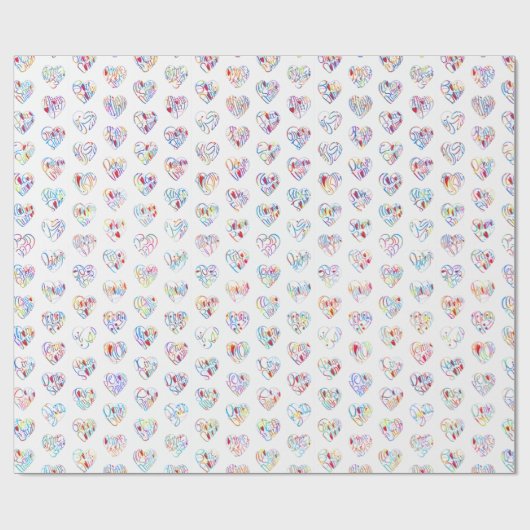 Thank you & hearts in 44langs as DC♡shaped pattern ラッピングペーパー (フラット)