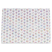 Thank you & hearts in 44langs as DC♡shaped pattern ラージペーパーバッグ (正面)