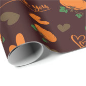 Thank You Hearts & Pumpkins Dark Brown Seamless ラッピングペーパー (ロールコーナー)