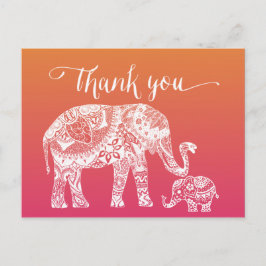 Thank you - Henna Elephant ポストカード
