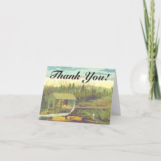"Thank You!" + Historical Rustic Lumber Mill カード (正面)
