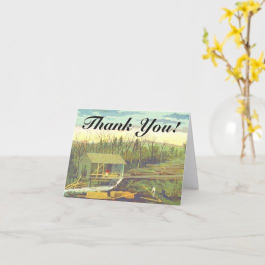 "Thank You!" + Historical Rustic Lumber Mill カード (黄色い花)