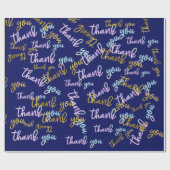 Thank You Holigraph Script Mermaid Pink金ゴールドネイビー ラッピングペーパー (フラット)