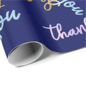 Thank You Holigraph Script Mermaid Pink金ゴールドネイビー ラッピングペーパー (ロールコーナー)