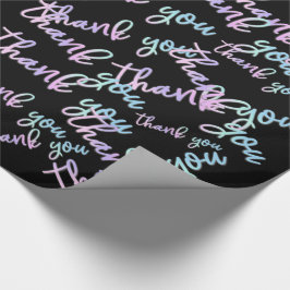 Thank You Holigraph Script Mermaid Pink Black ラッピングペーパー