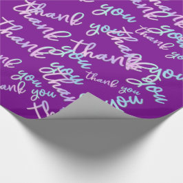 Thank You Holigraph Script Mermaid Pink Purple ラッピングペーパー