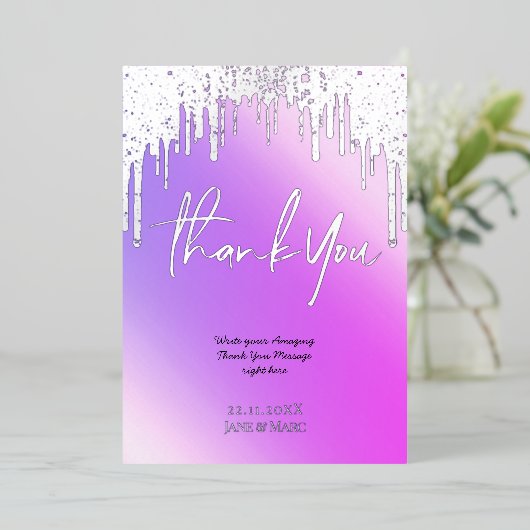 Thank You Holographicグリッタードリップフォイルカード 箔シーズンカード (立ち正面)