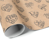 Thank you in 44langs as black heart shaped pattern ラッピングペーパー (ロールコーナー)
