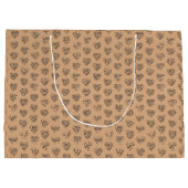 Thank you in 44langs as black heart shaped pattern ラージペーパーバッグ (裏面)