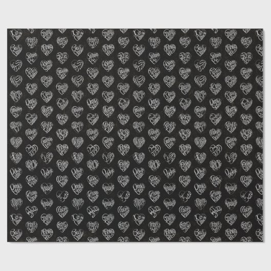 Thank you in 44langs as white heart shaped pattern ラッピングペーパー (フラット)