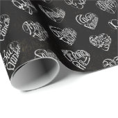 Thank you in 44langs as white heart shaped pattern ラッピングペーパー (ロールコーナー)