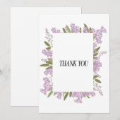 Thank You in Lilac Flower Trim 招待状 (正面/裏面)