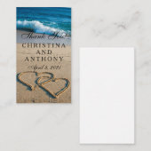 Thank You Insertハートon the Shoreビーチ結婚式 エンクロージャーカード (正面/裏面)
