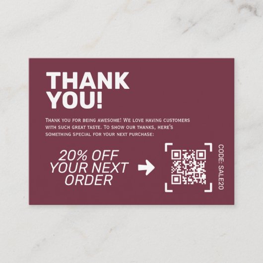 Thank You Insert Card | 割引コード 名刺 (正面)