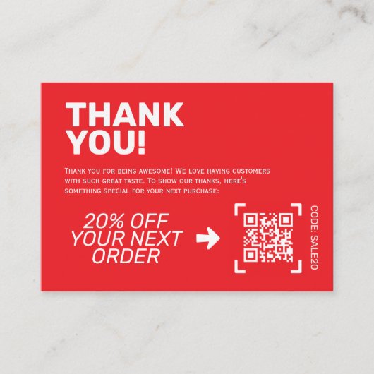 Thank You Insert Card | 割引コード 名刺 (正面)