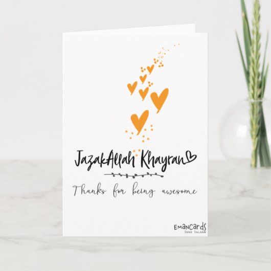 Thank You - JazakAllah with hearts カード (正面)