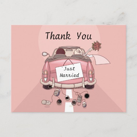 Thank You Just Married Wedding Postcard ポストカード (正面)