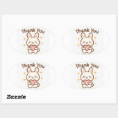 Thank You Kawaii Bunny Oval Sticker 楕円形シール (シート)