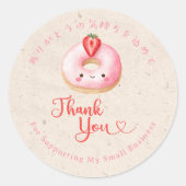 Thank You Kawaii Pink Donut Kraft Bakery ラウンドシール (正面)