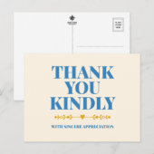 Thank You Kindly Elegant Typography Postcard ポストカード (正面/裏面)