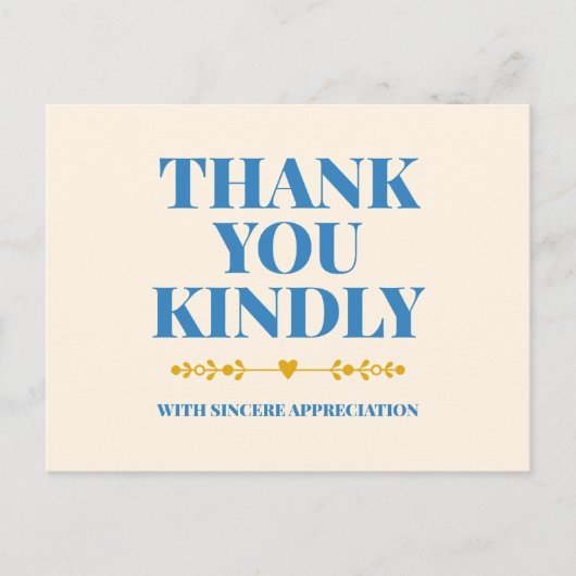 Thank You Kindly Elegant Typography Postcard ポストカード (正面)