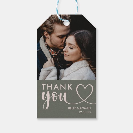 Thank You Krightful Green Photo 結婚's ギフトタグ (正面)