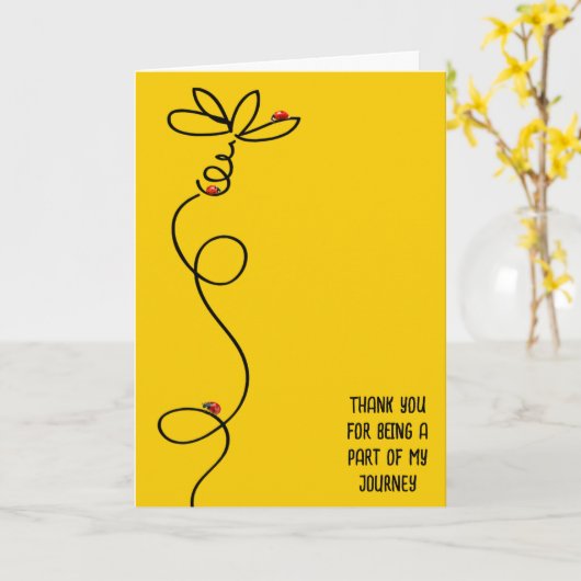 Thank You Ladybugsとデイジー カード (黄色い花)