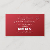 Thank You Light エレガント Red Social グラデーション Media 名刺 (裏面)